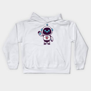 Cute Robot Waving Hand Cartoon (2) Kids Hoodie